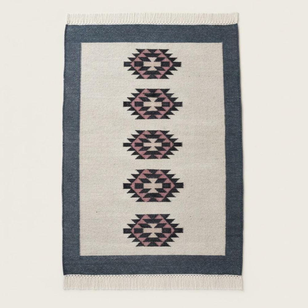 Handmade Vintage Multicolor Wool Dhurrie For Living Room